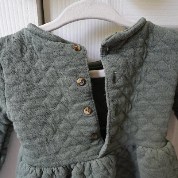 Baby Girls Quilted Dress (Green) - Picture 3 of 3